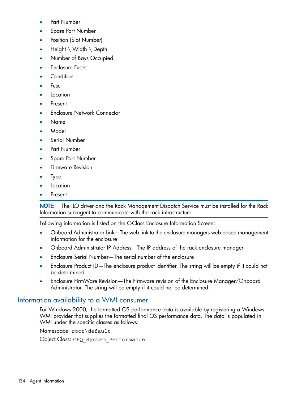 Information availability to a wmi consumer | HP Insight Management Agents User Manual | Page 134 / 165