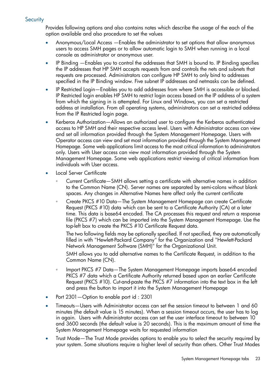 Security | HP Insight Management Agents User Manual | Page 23 / 165