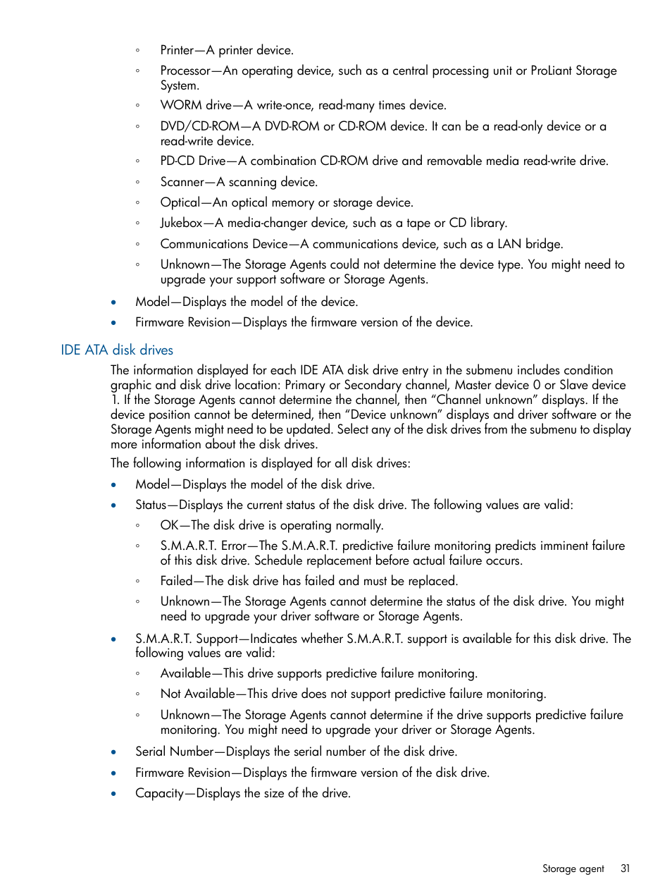 Ide ata disk drives | HP Insight Management Agents User Manual | Page 31 / 165