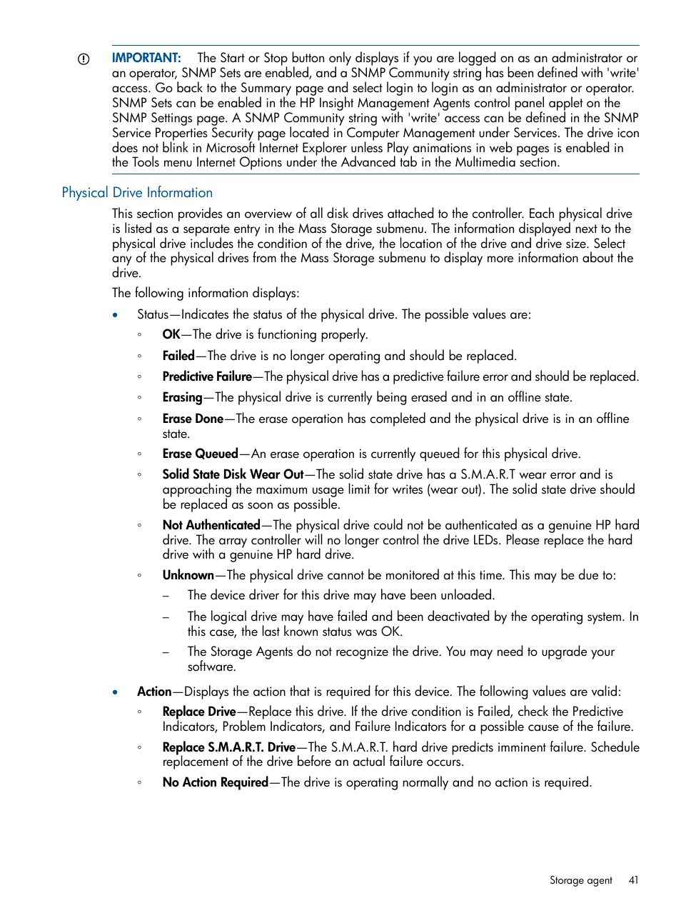 Physical drive information | HP Insight Management Agents User Manual | Page 41 / 165