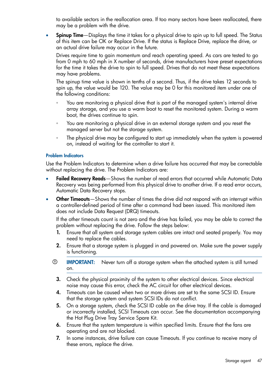 Problem indicators | HP Insight Management Agents User Manual | Page 47 / 165