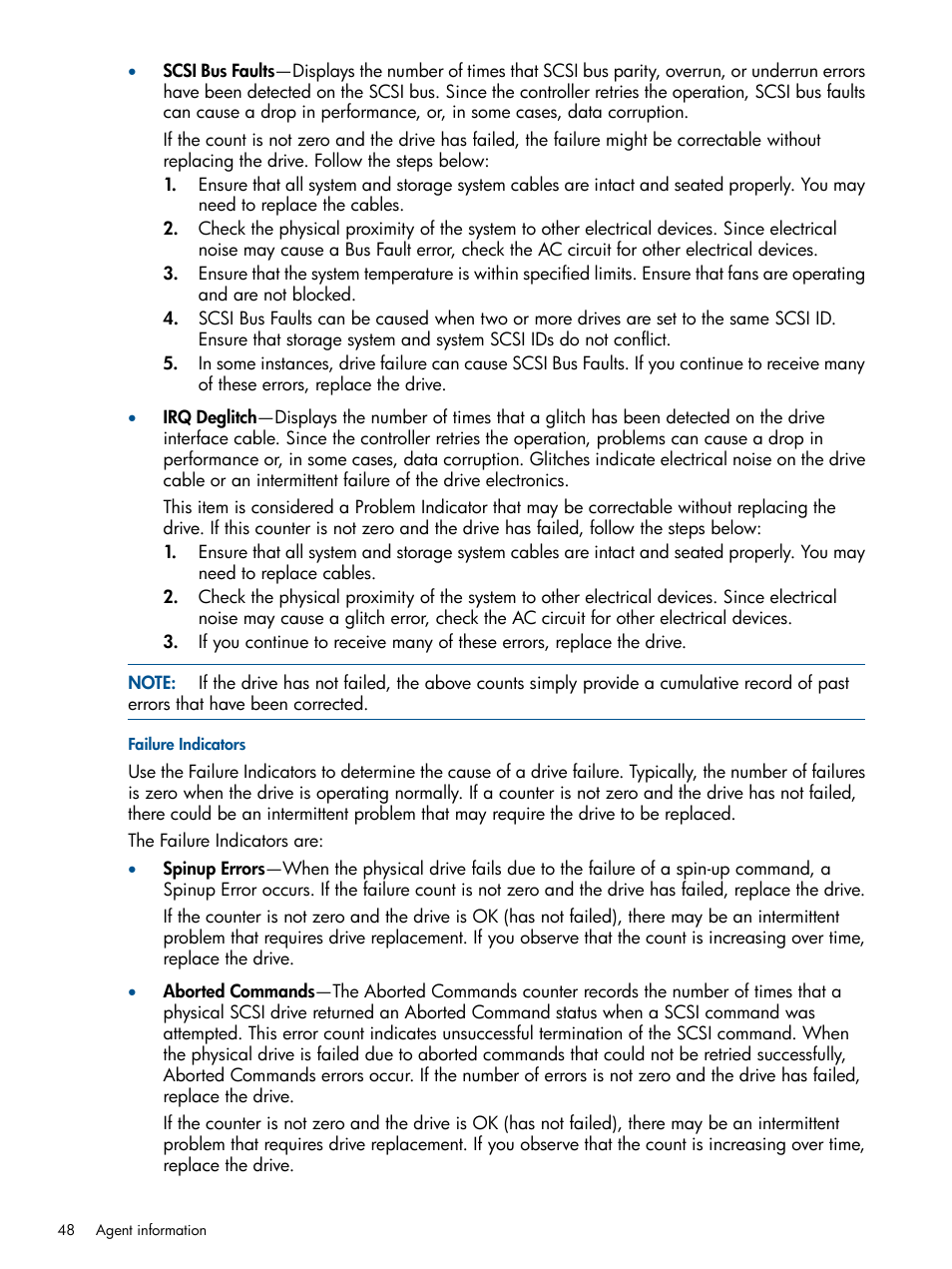 Failure indicators | HP Insight Management Agents User Manual | Page 48 / 165