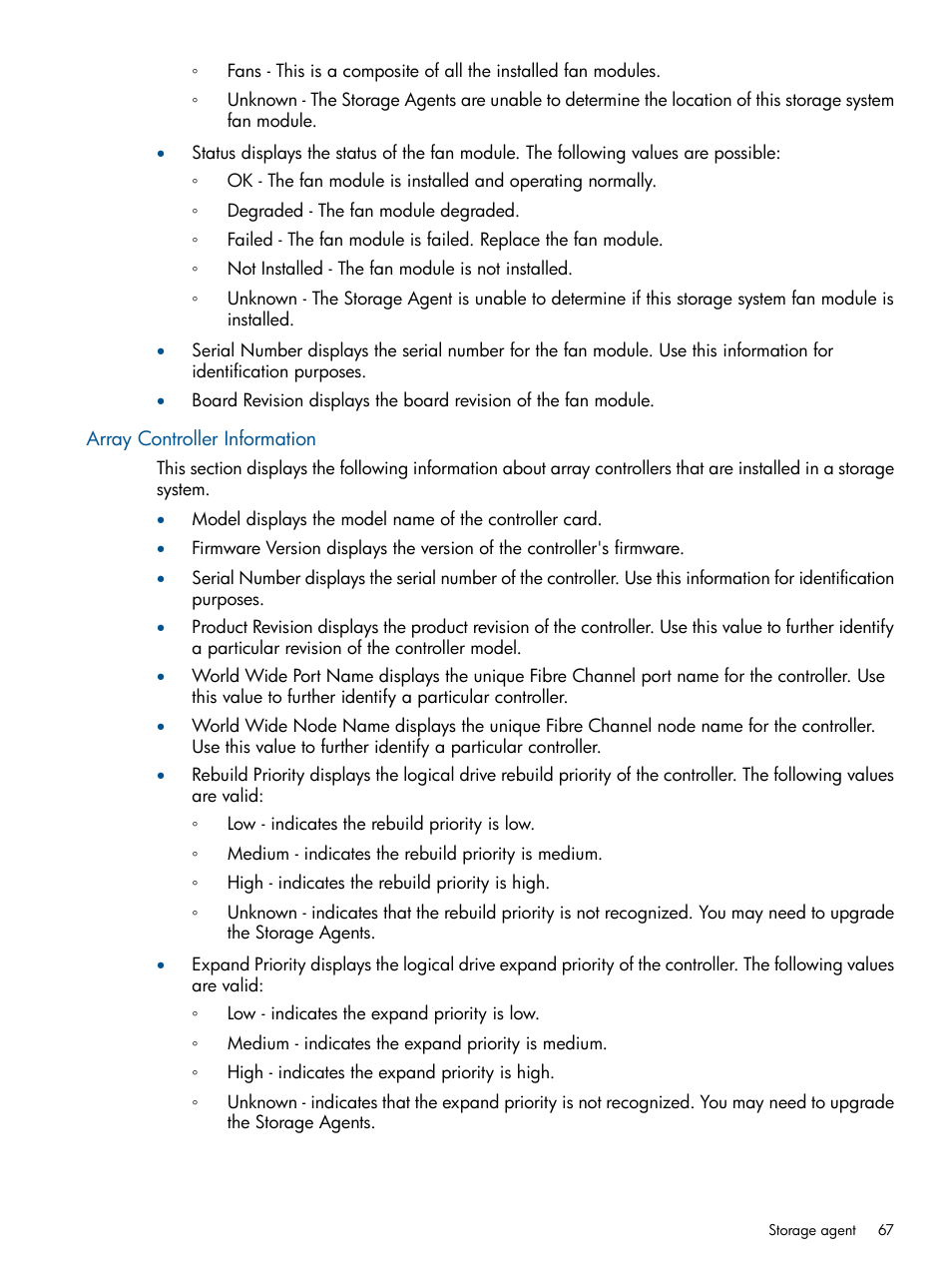 Array controller information | HP Insight Management Agents User Manual | Page 67 / 165