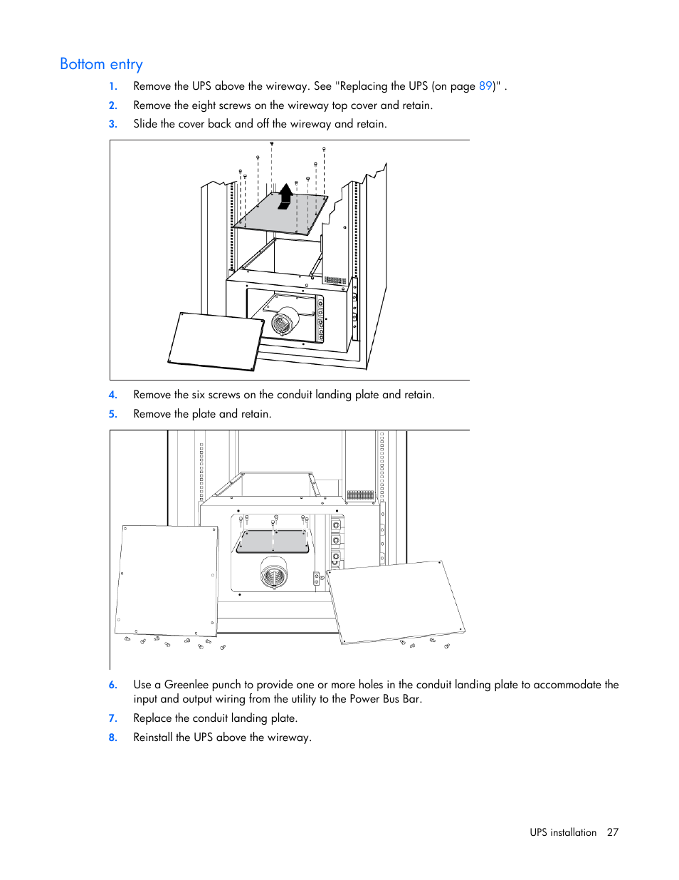 Bottom entry | HP Parallel Uninterruptible Power System User Manual | Page 27 / 115