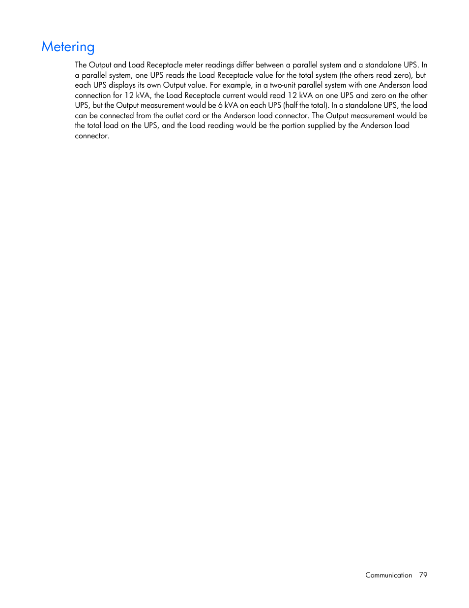 Metering | HP Parallel Uninterruptible Power System User Manual | Page 79 / 115