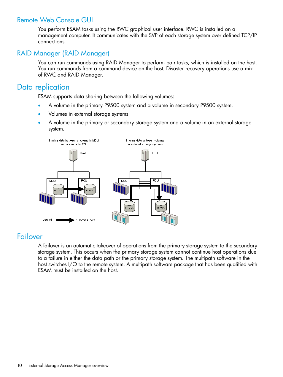 Remote web console gui, Raid manager (raid manager), Data replication | Failover, Remote web console gui raid manager (raid manager), Data replication failover | HP XP Racks User Manual | Page 10 / 96