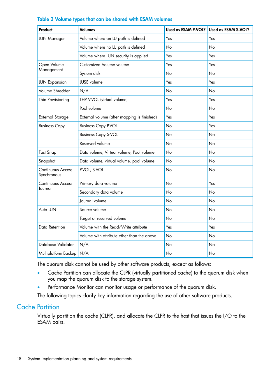 Cache partition | HP XP Racks User Manual | Page 18 / 96