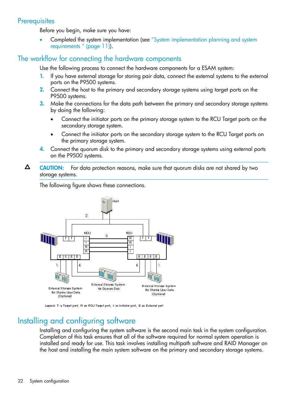 Prerequisites, Installing and configuring software | HP XP Racks User Manual | Page 22 / 96