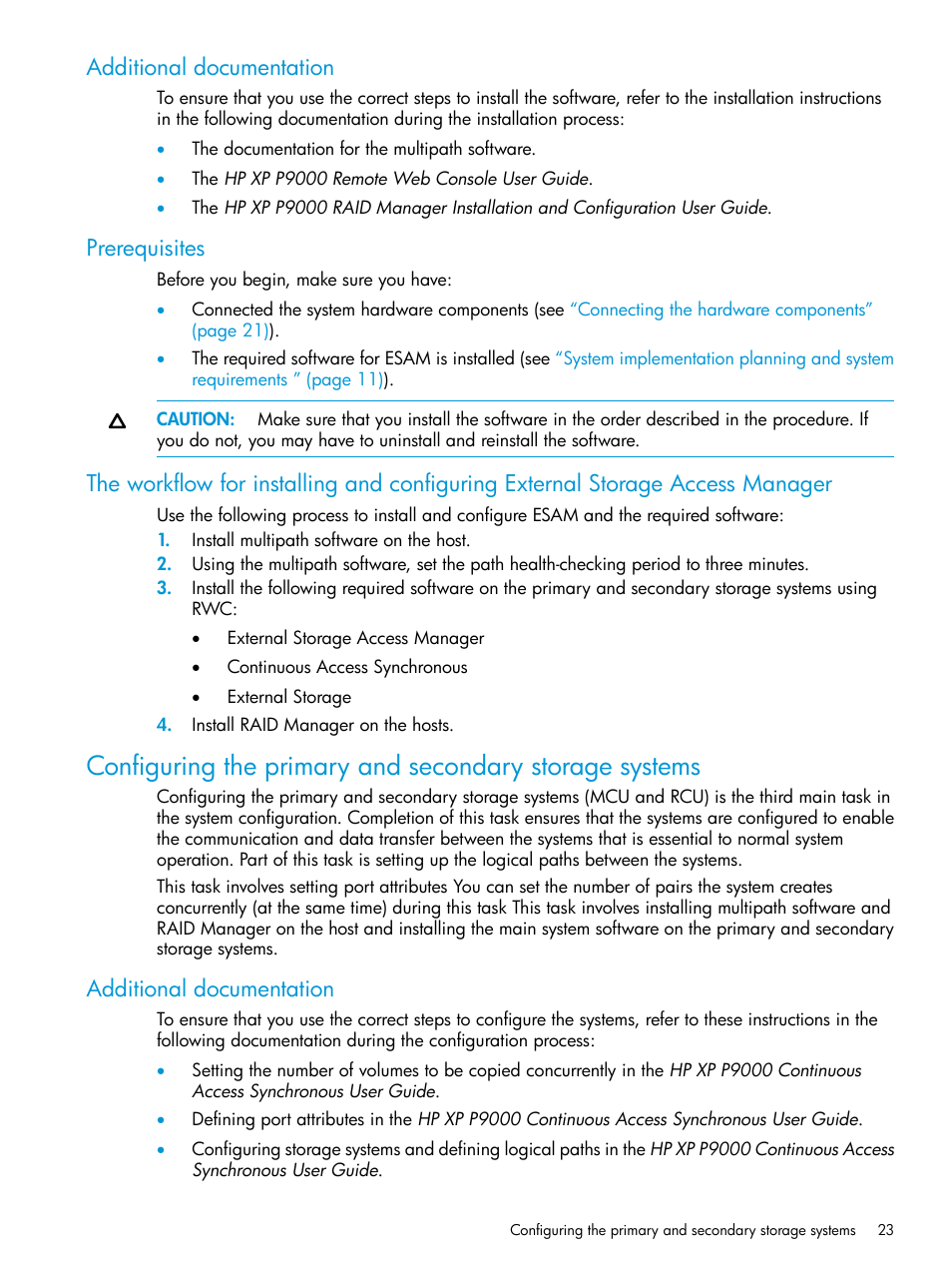 Additional documentation, Prerequisites | HP XP Racks User Manual | Page 23 / 96