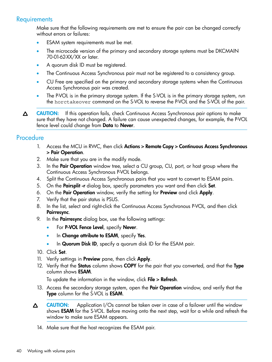 Requirements, Procedure, Requirements procedure | HP XP Racks User Manual | Page 40 / 96