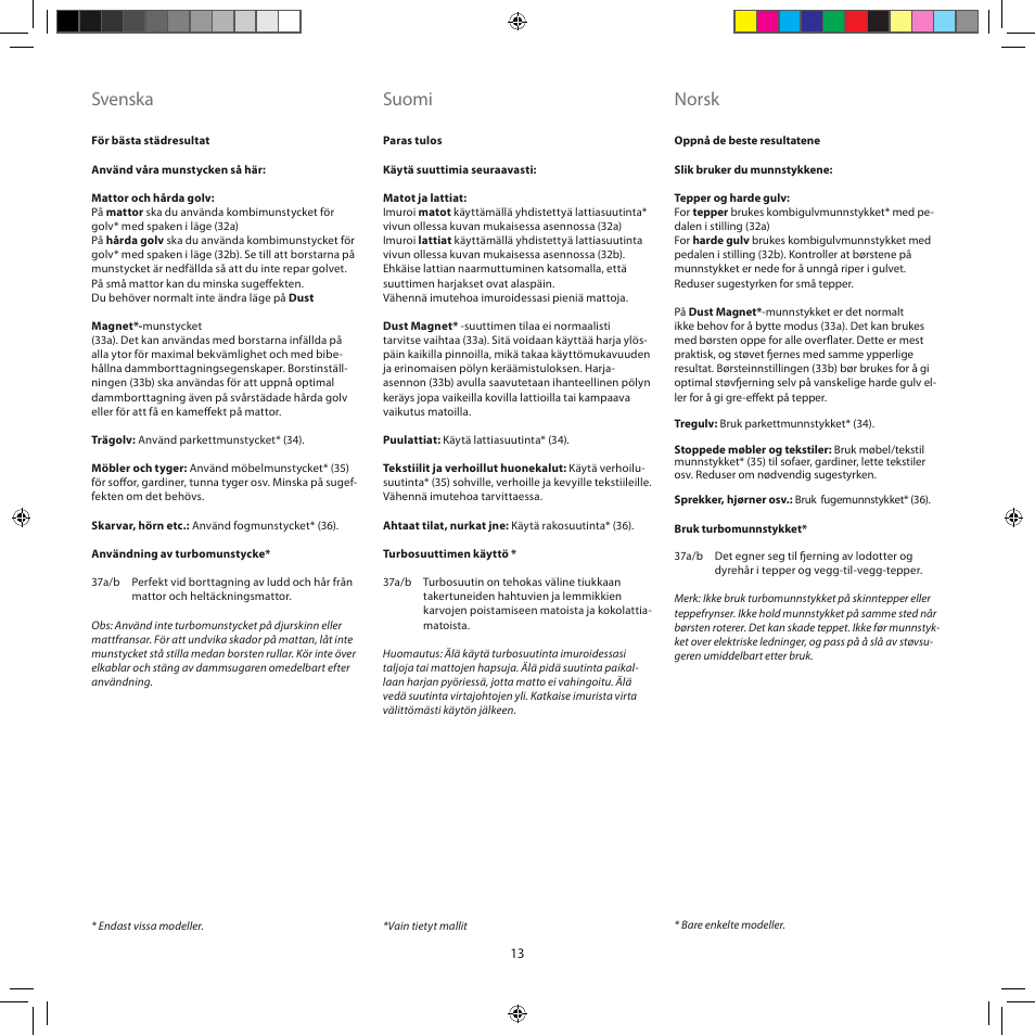 Svenska, Suomi, Norsk | AEG AJG6800 User Manual | Page 17 / 52