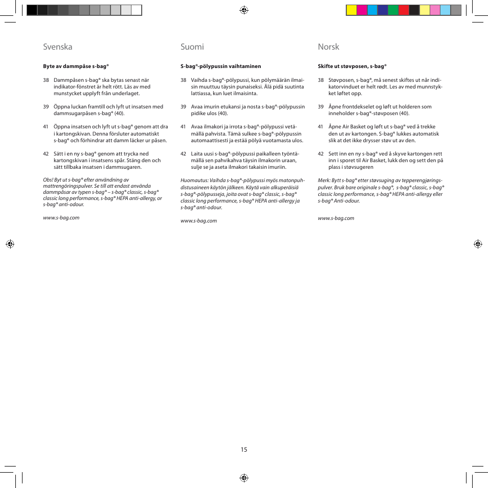 Svenska, Suomi, Norsk | AEG AJG6800 User Manual | Page 19 / 52