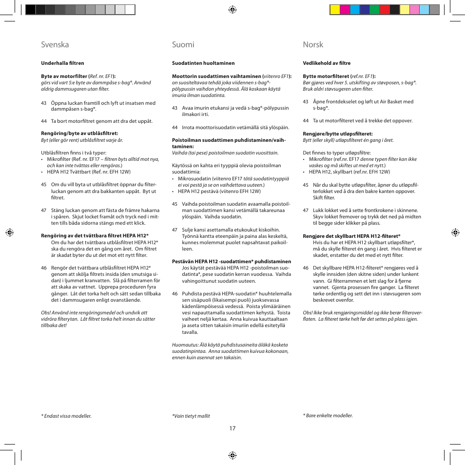 Svenska, Suomi, Norsk | AEG AJG6800 User Manual | Page 21 / 52