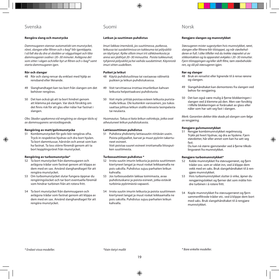 Svenska, Suomi, Norsk | AEG AJG6800 User Manual | Page 23 / 52