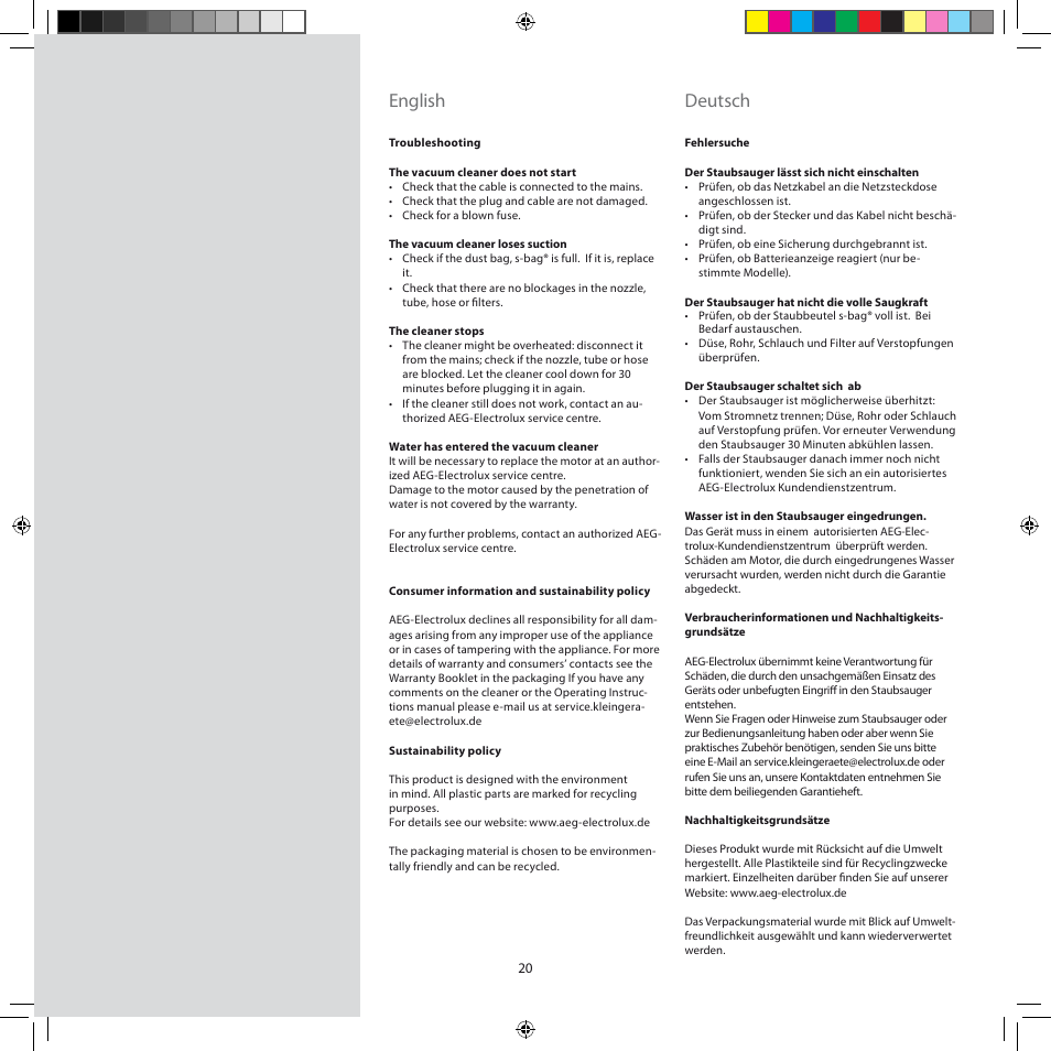 English, Deutsch | AEG AJG6800 User Manual | Page 24 / 52