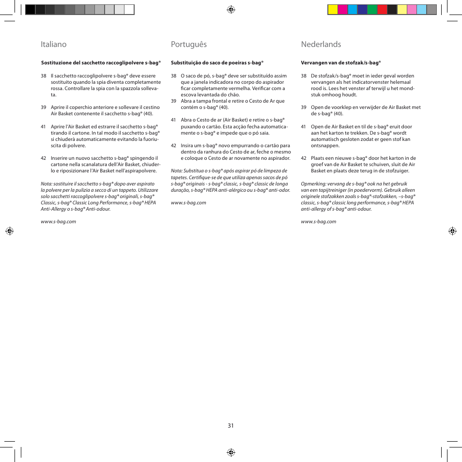 Italiano, Português, Nederlands | AEG AJG6800 User Manual | Page 35 / 52