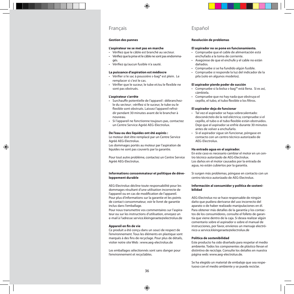 Français, Español | AEG AJG6800 User Manual | Page 40 / 52
