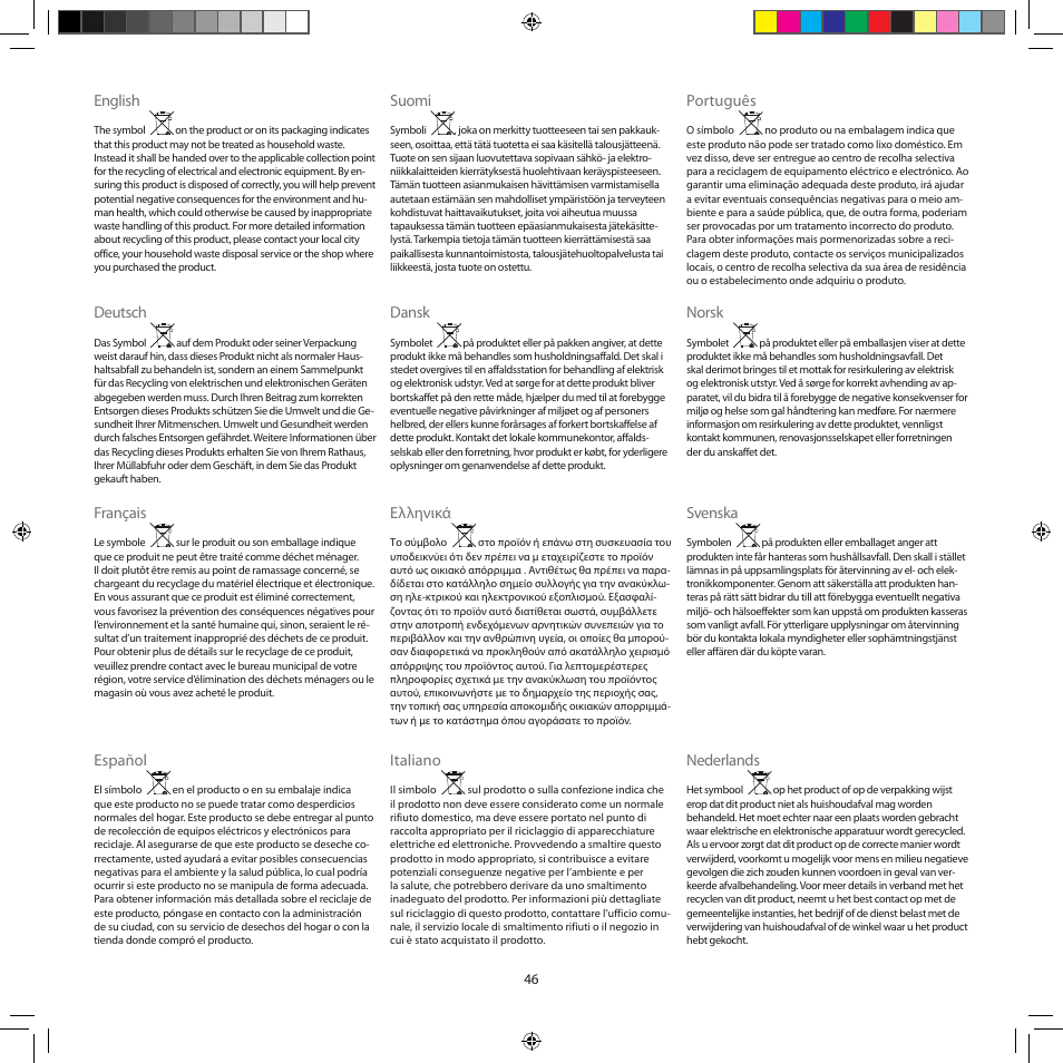 English, Deutsch, Français | Nederlands, Dansk, Español, Português, Italiano, Svenska, Norsk | AEG AJG6800 User Manual | Page 50 / 52