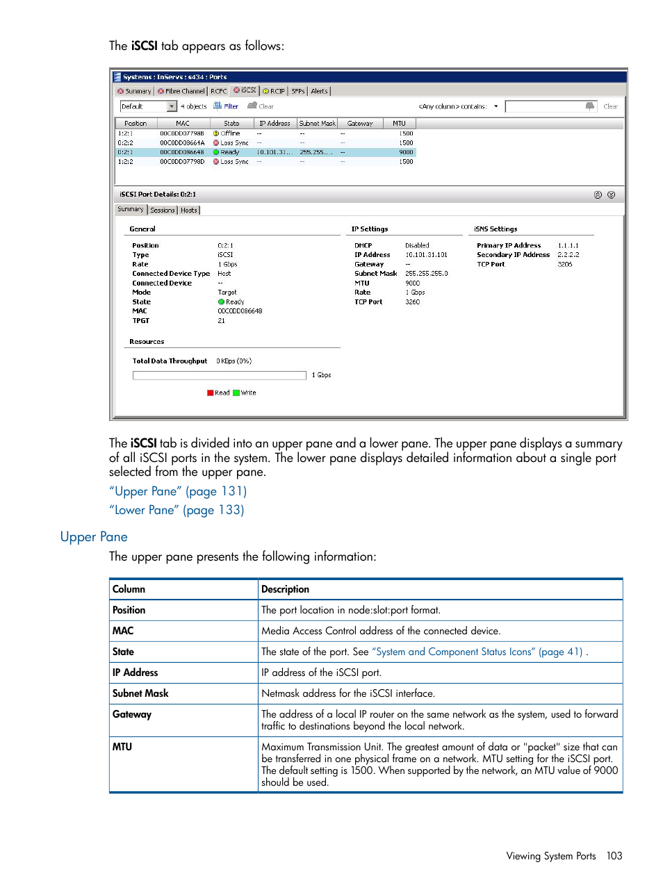 Upper pane | HP 3PAR Operating System Software User Manual | Page 103 / 328