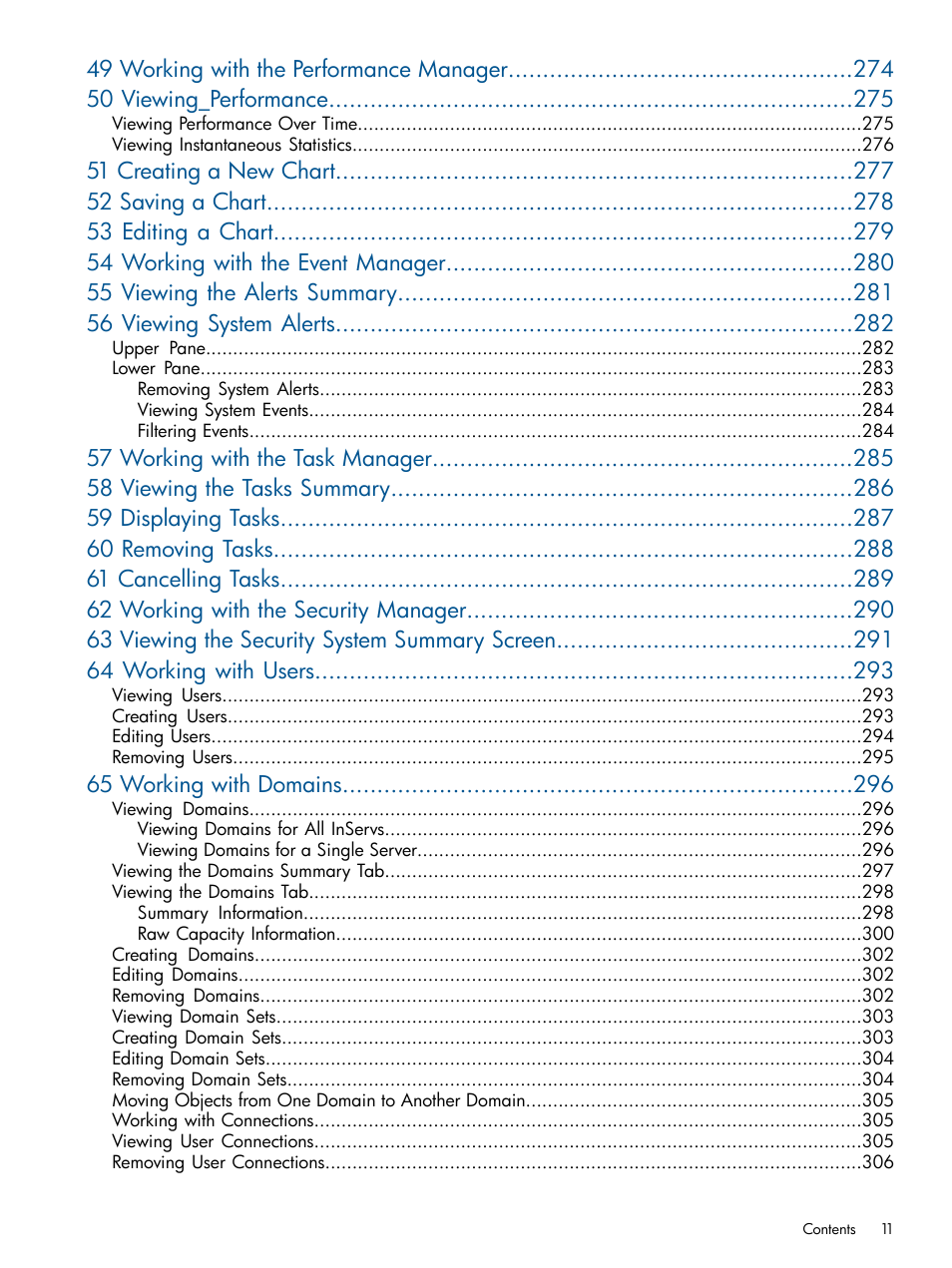 65 working with domains | HP 3PAR Operating System Software User Manual | Page 11 / 328