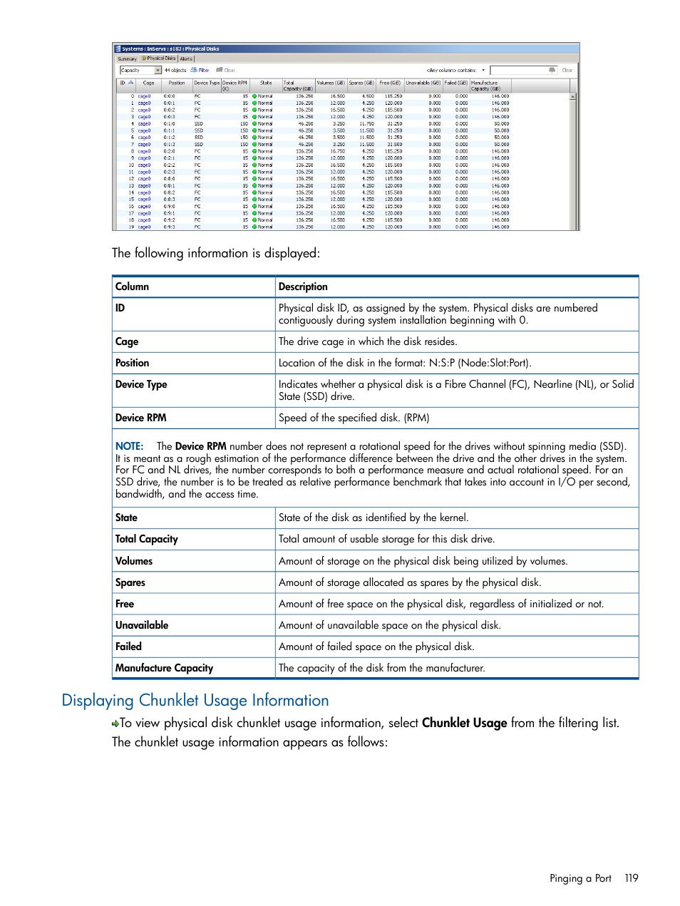 Displaying chunklet usage information | HP 3PAR Operating System Software User Manual | Page 119 / 328