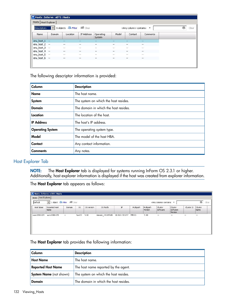Host explorer tab | HP 3PAR Operating System Software User Manual | Page 132 / 328