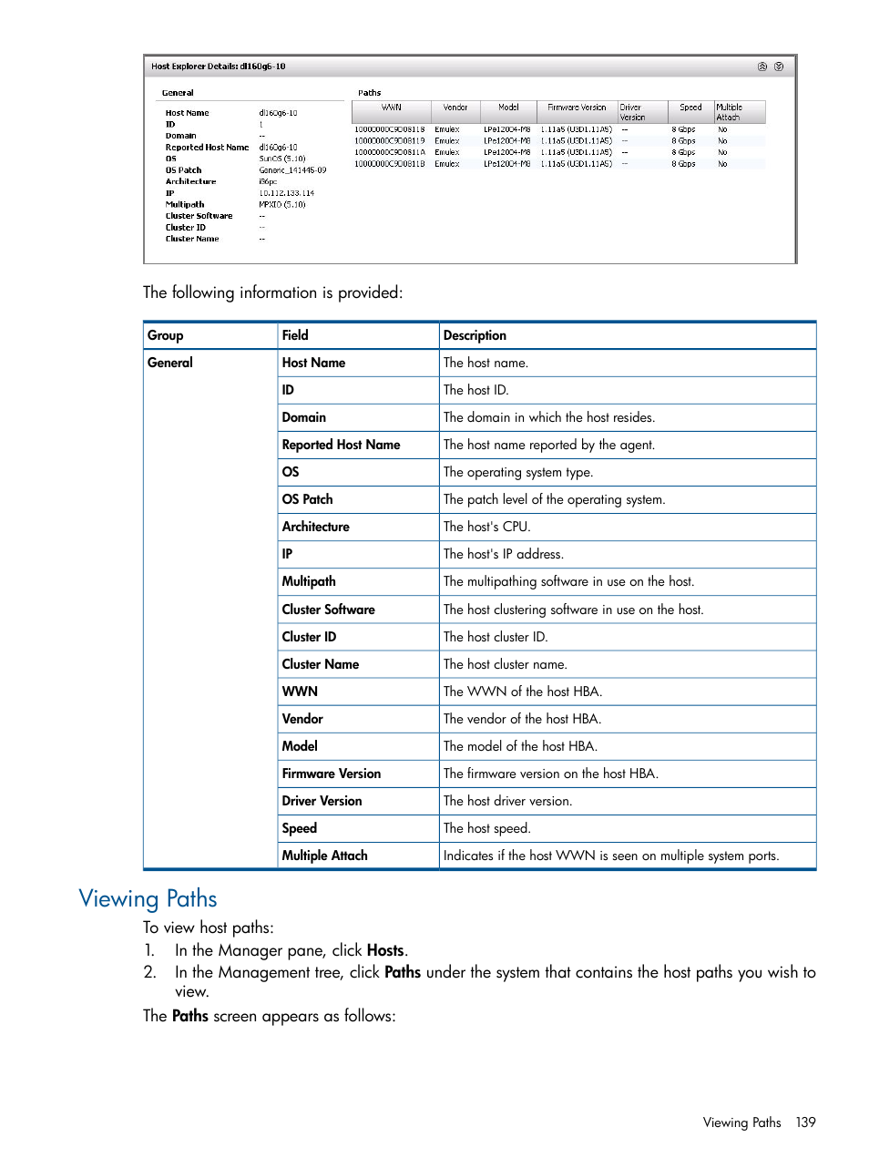Viewing paths | HP 3PAR Operating System Software User Manual | Page 139 / 328
