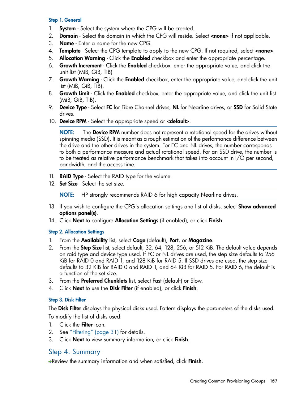 Step 4. summary | HP 3PAR Operating System Software User Manual | Page 169 / 328