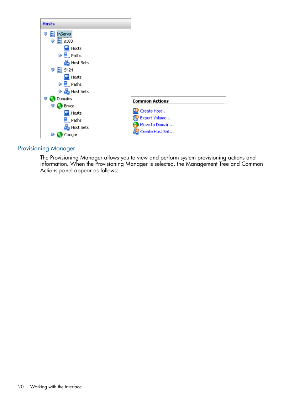 Provisioning manager | HP 3PAR Operating System Software User Manual | Page 20 / 328