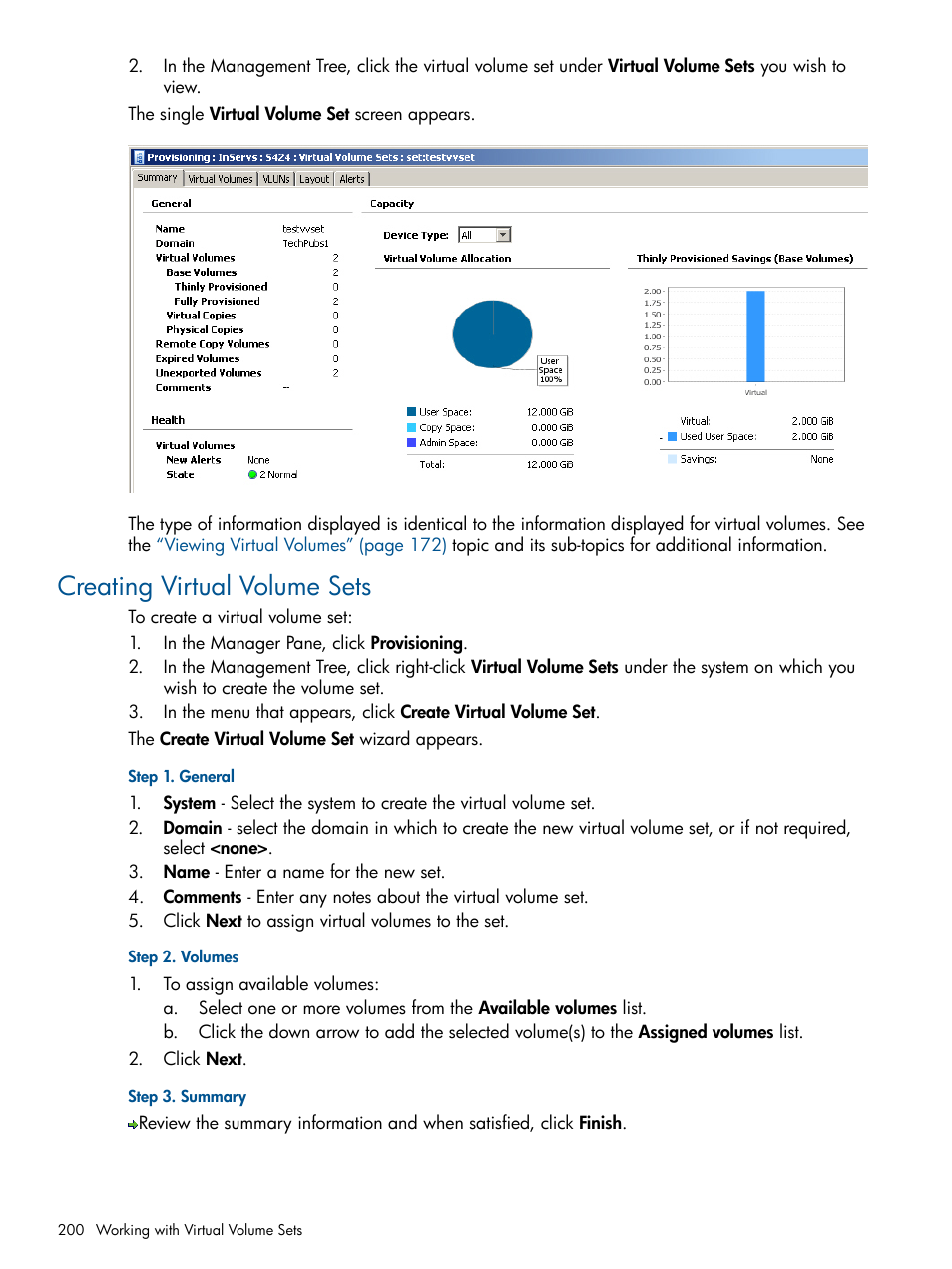 Creating virtual volume sets | HP 3PAR Operating System Software User Manual | Page 200 / 328