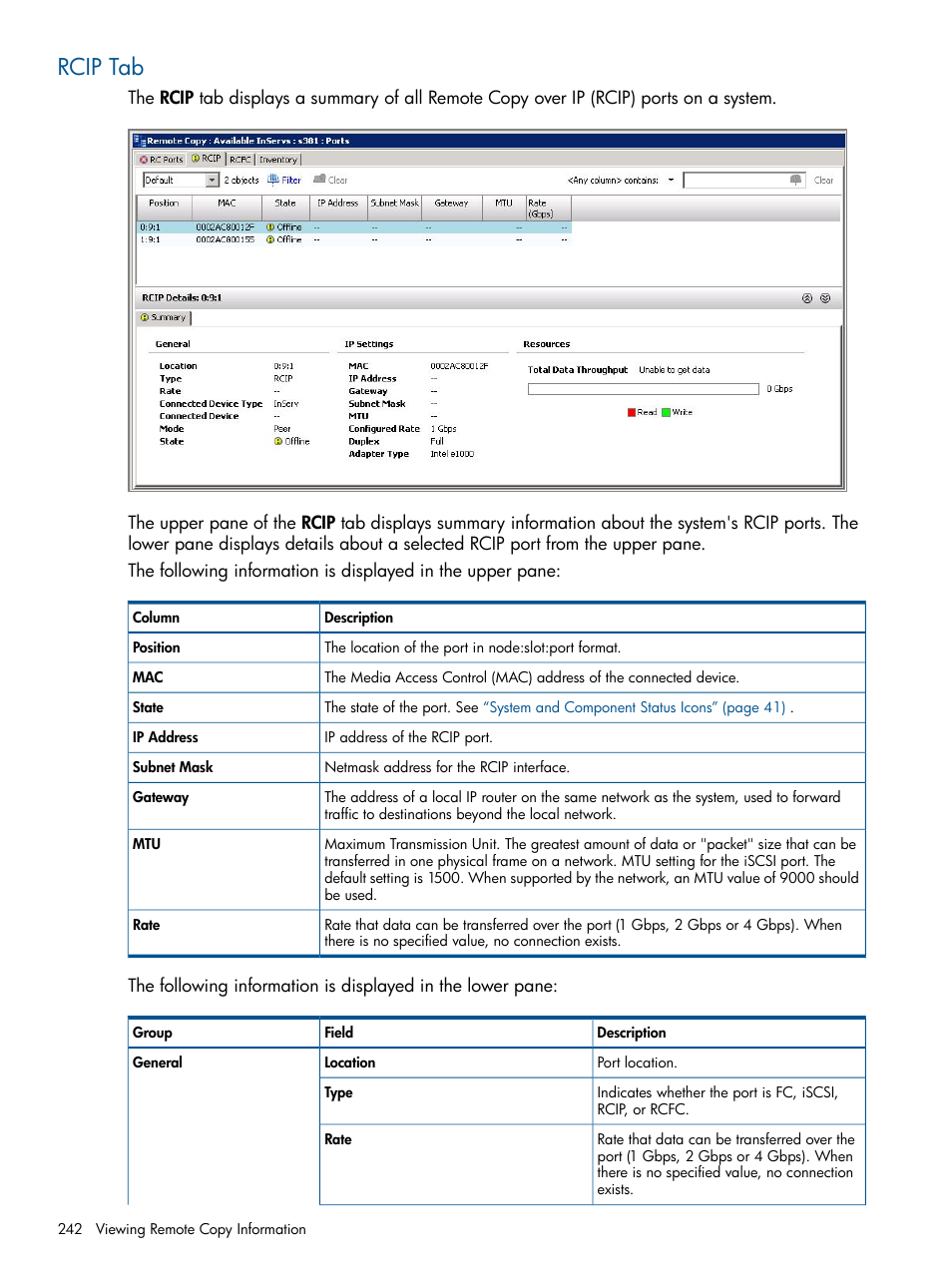 Rcip tab | HP 3PAR Operating System Software User Manual | Page 242 / 328