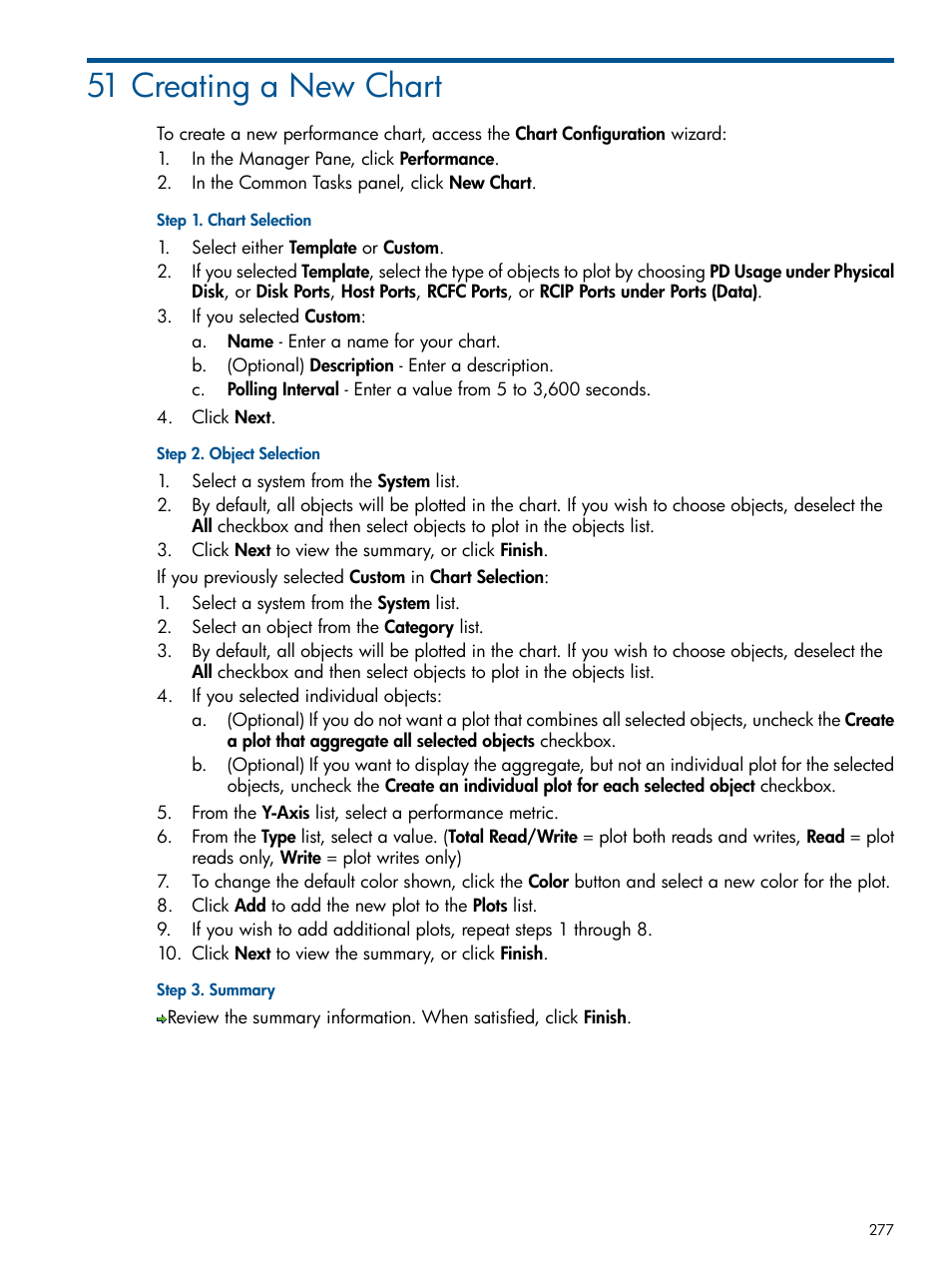 51 creating a new chart | HP 3PAR Operating System Software User Manual | Page 277 / 328