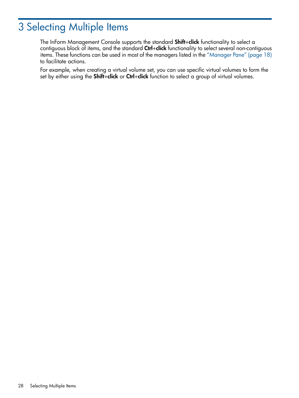 3 selecting multiple items | HP 3PAR Operating System Software User Manual | Page 28 / 328