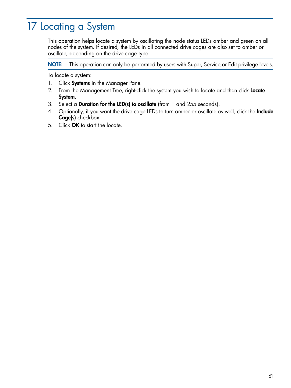 17 locating a system | HP 3PAR Operating System Software User Manual | Page 61 / 328