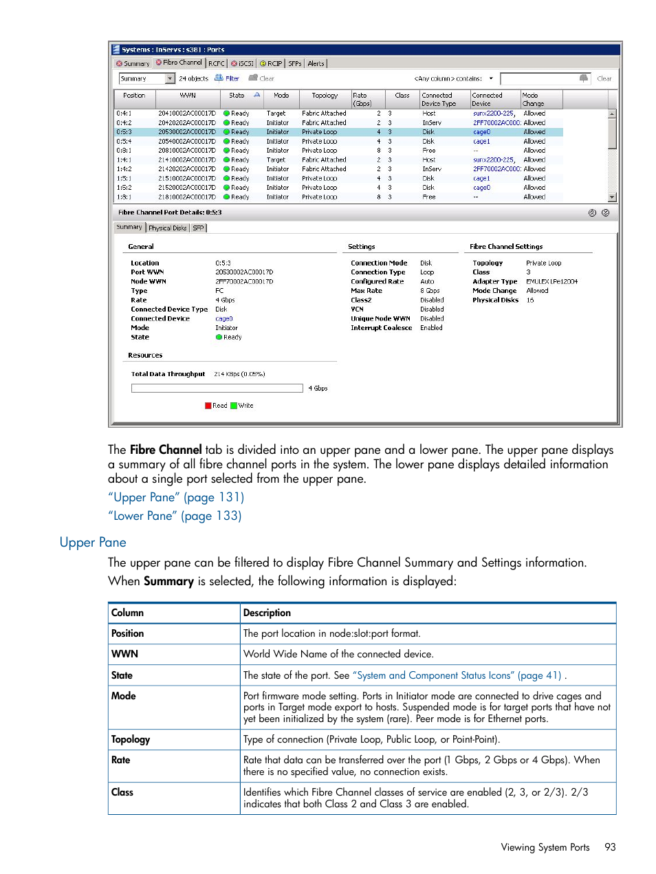 Upper pane | HP 3PAR Operating System Software User Manual | Page 93 / 328