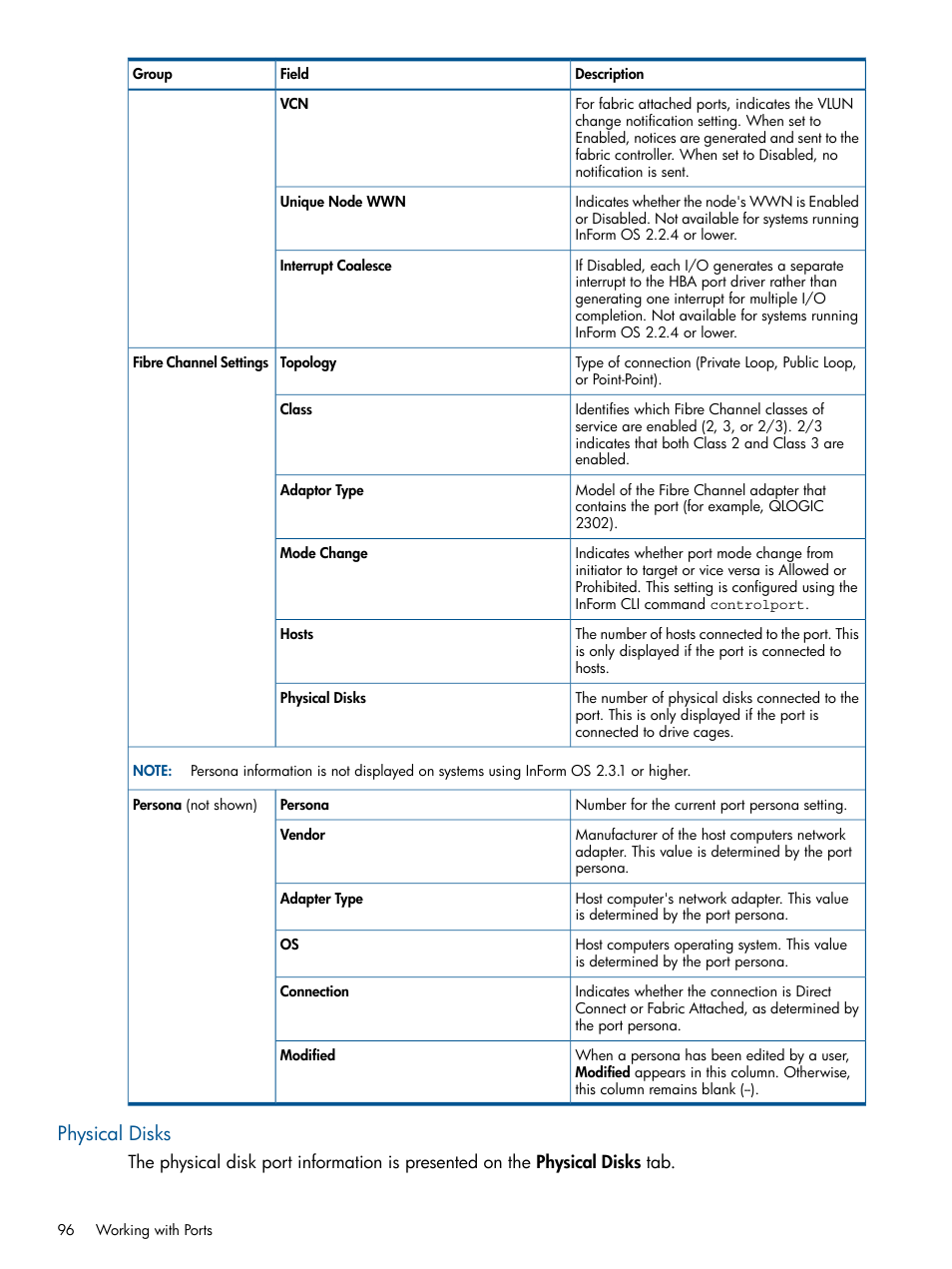 Physical disks | HP 3PAR Operating System Software User Manual | Page 96 / 328