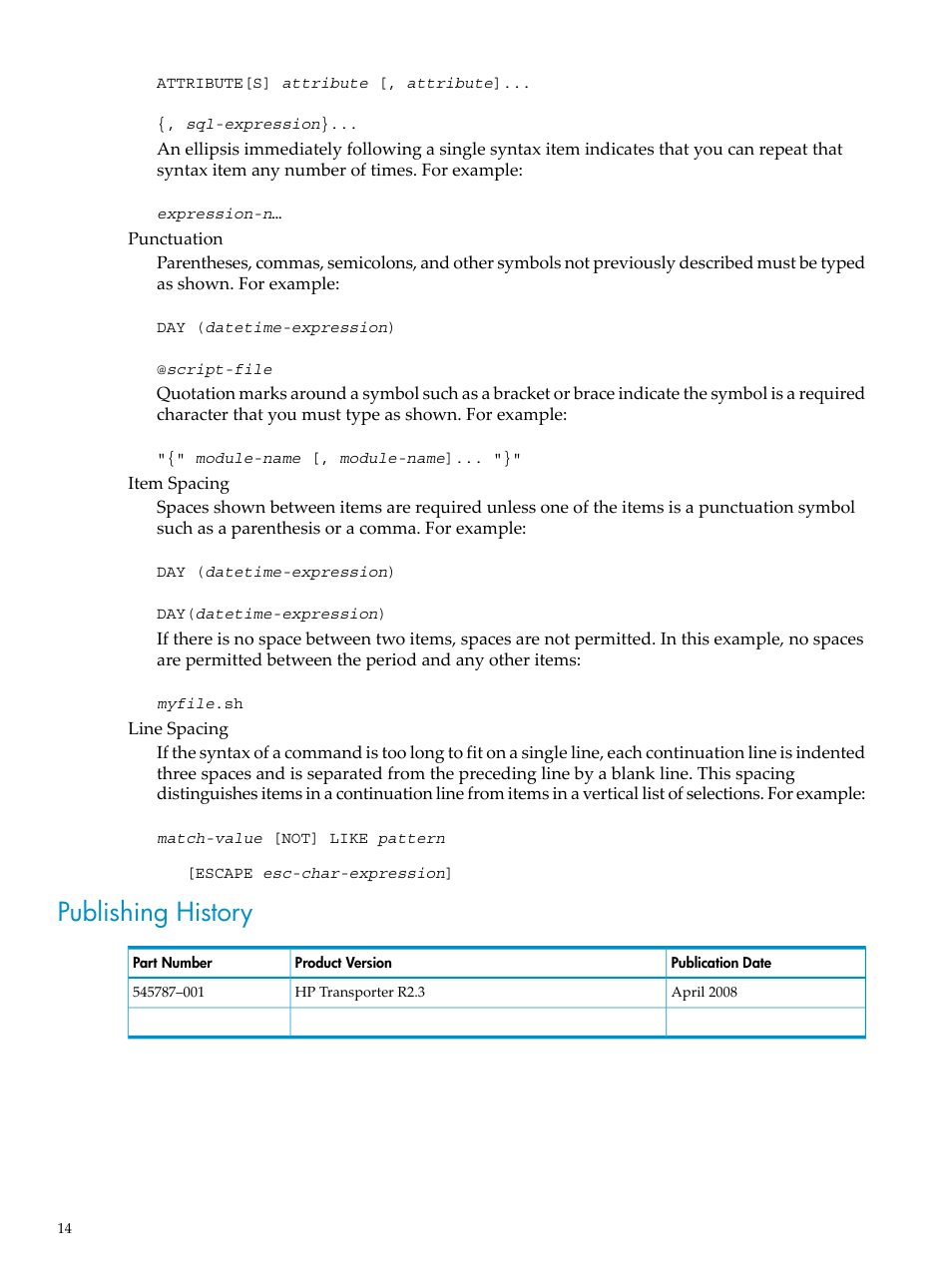 Publishing history | HP Neoview Release 2.3 Software User Manual | Page 14 / 110