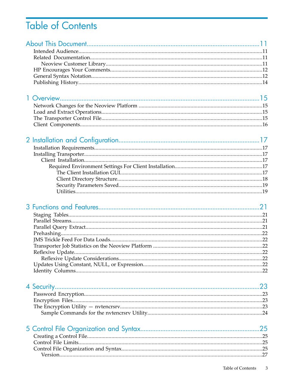 HP Neoview Release 2.3 Software User Manual | Page 3 / 110