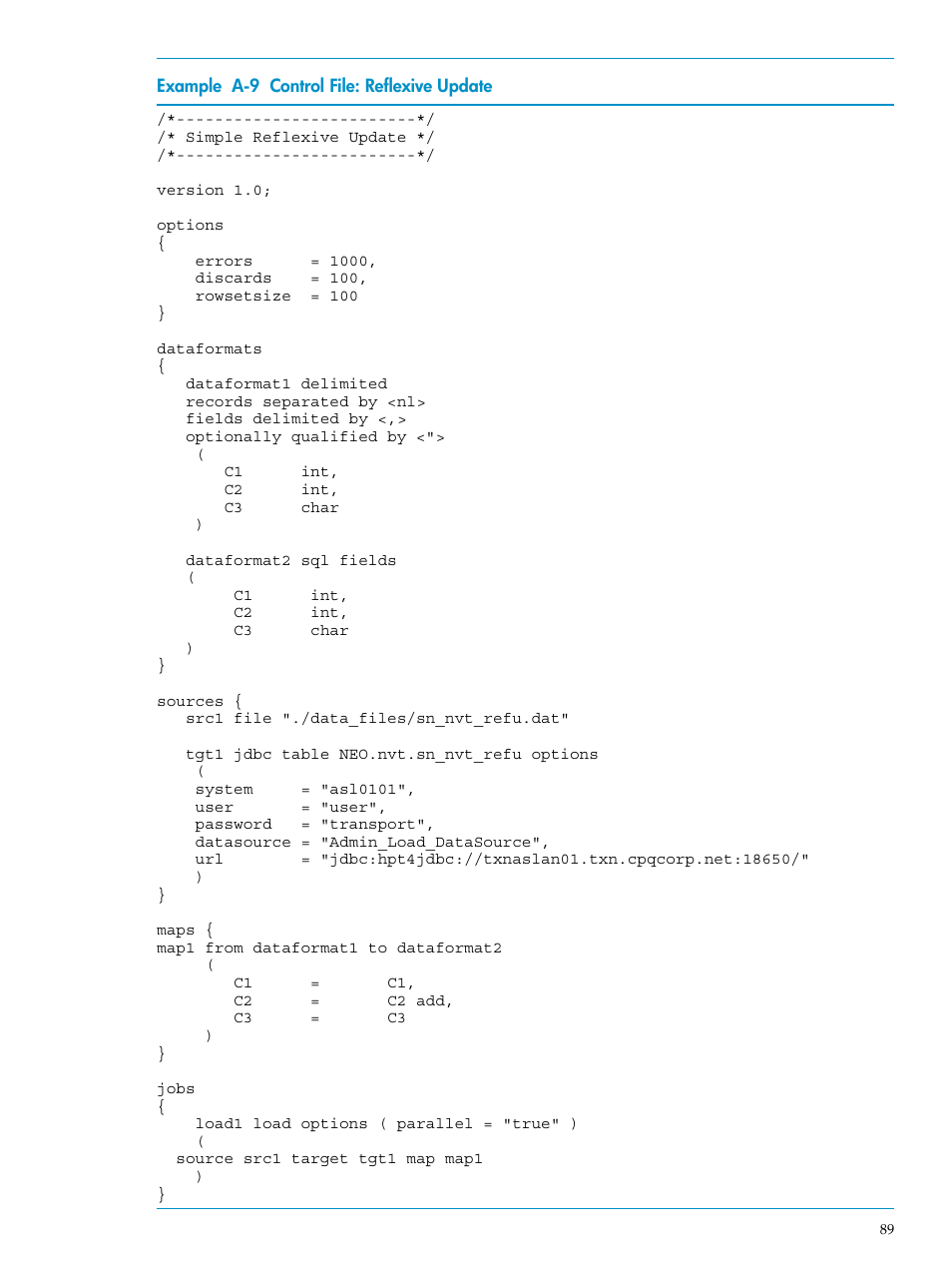 Control file: reflexive update, Control | HP Neoview Release 2.3 Software User Manual | Page 89 / 110