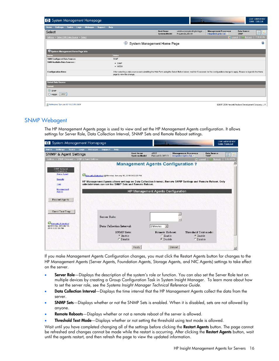 Snmp webagent | HP Insight Management Agents User Manual | Page 16 / 99