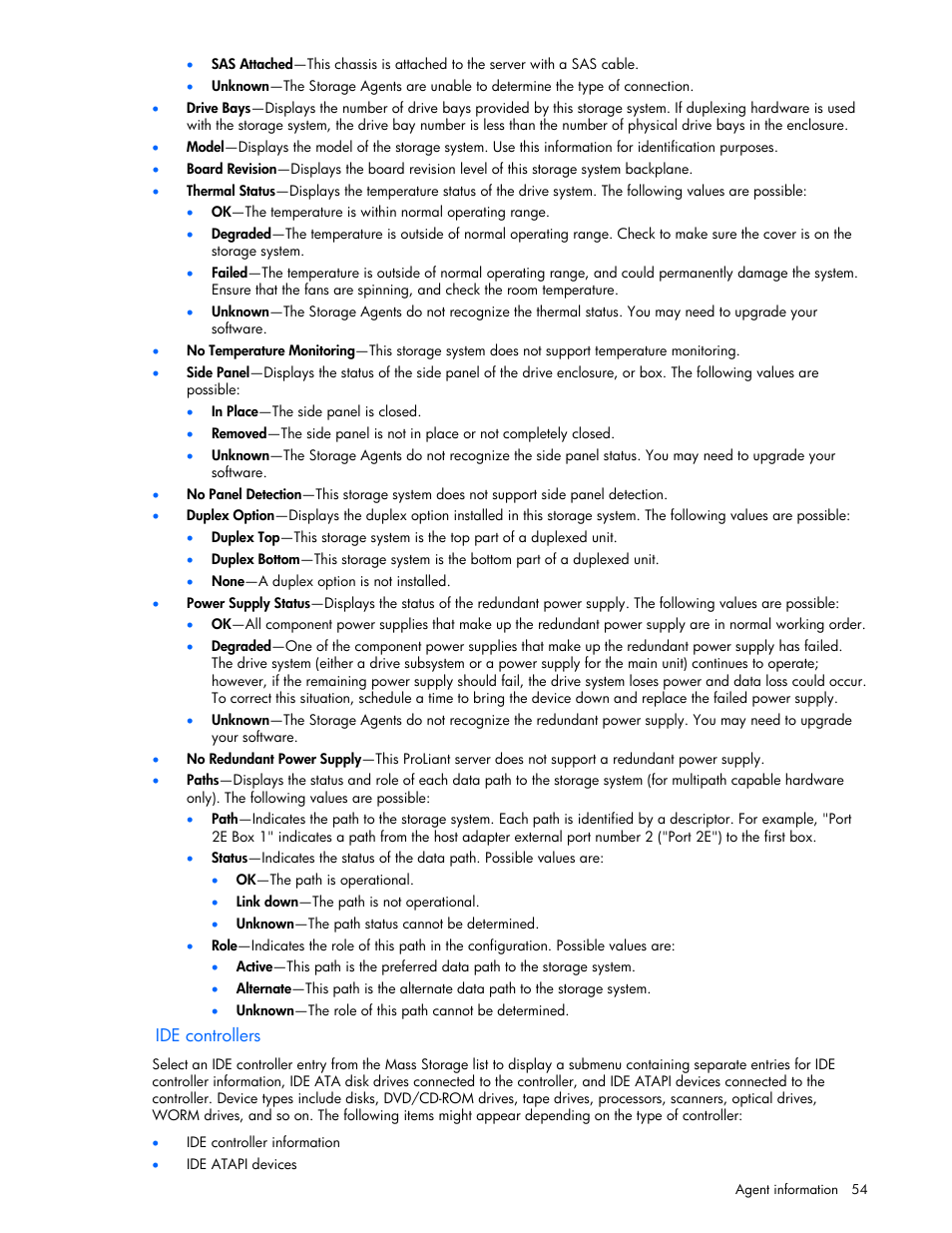 Ide controllers | HP Insight Management Agents User Manual | Page 54 / 99