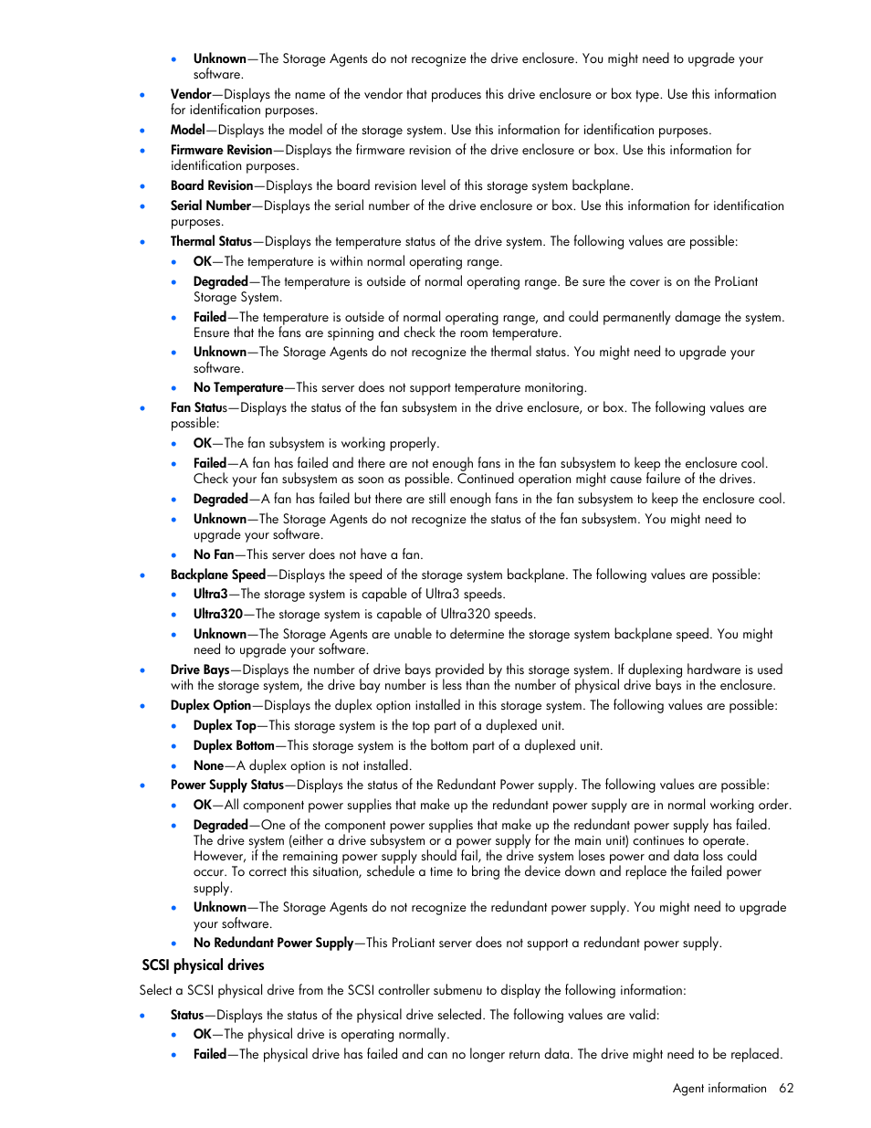 Scsi physical drives | HP Insight Management Agents User Manual | Page 62 / 99