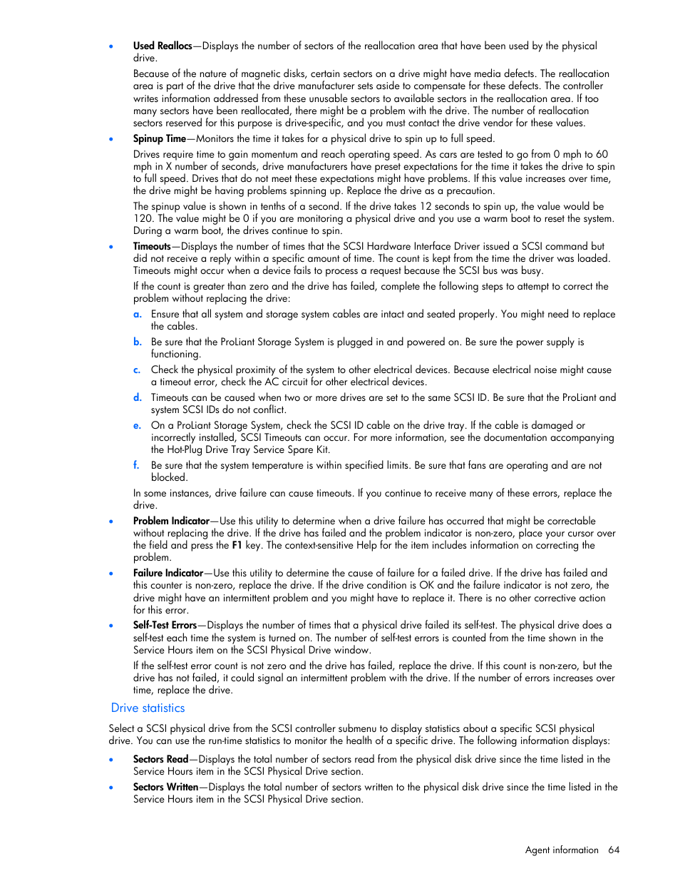 Drive statistics | HP Insight Management Agents User Manual | Page 64 / 99