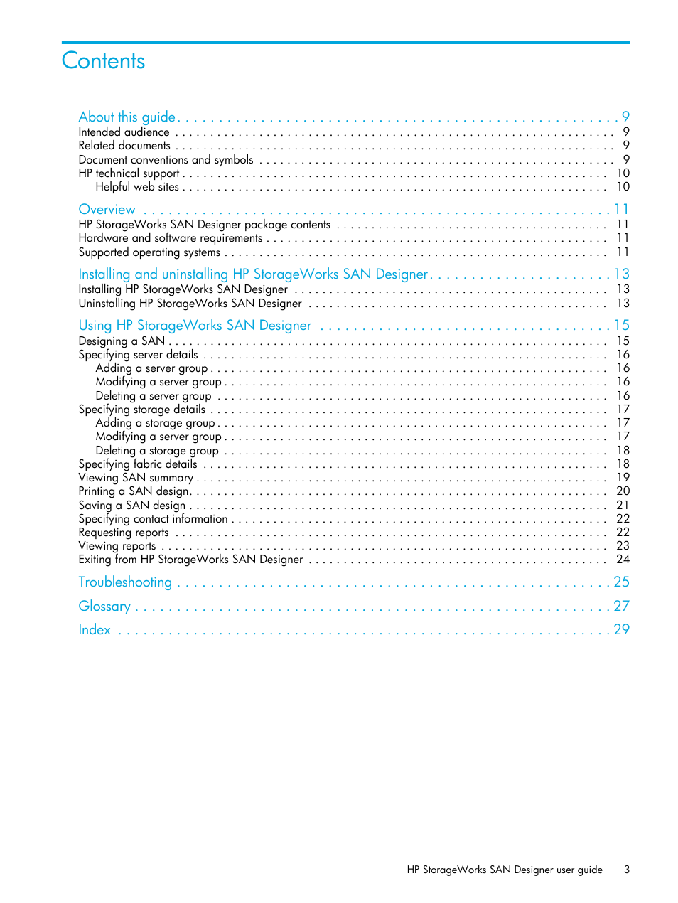 HP SAN User Manual | Page 3 / 30