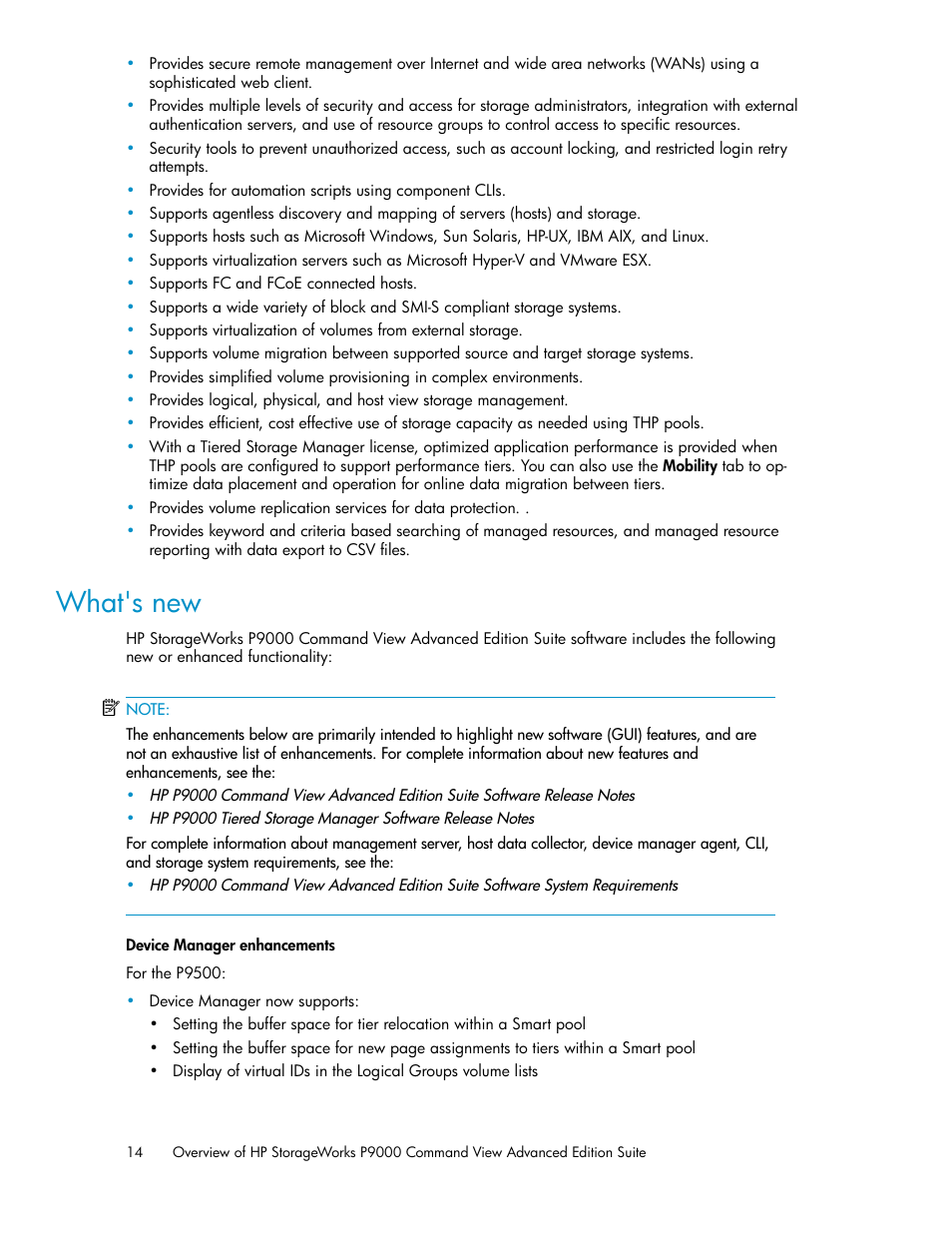 What's new | HP XP Command View Advanced Edition Software User Manual | Page 14 / 182