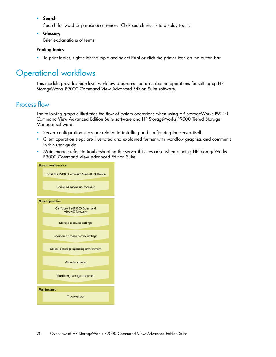 Operational workflows, Process flow | HP XP Command View Advanced Edition Software User Manual | Page 20 / 182