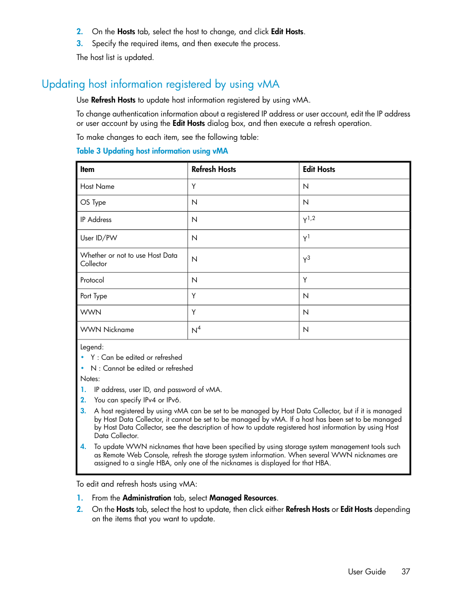 Updating host information registered by using vma, Updating host information using vma | HP XP Command View Advanced Edition Software User Manual | Page 37 / 182