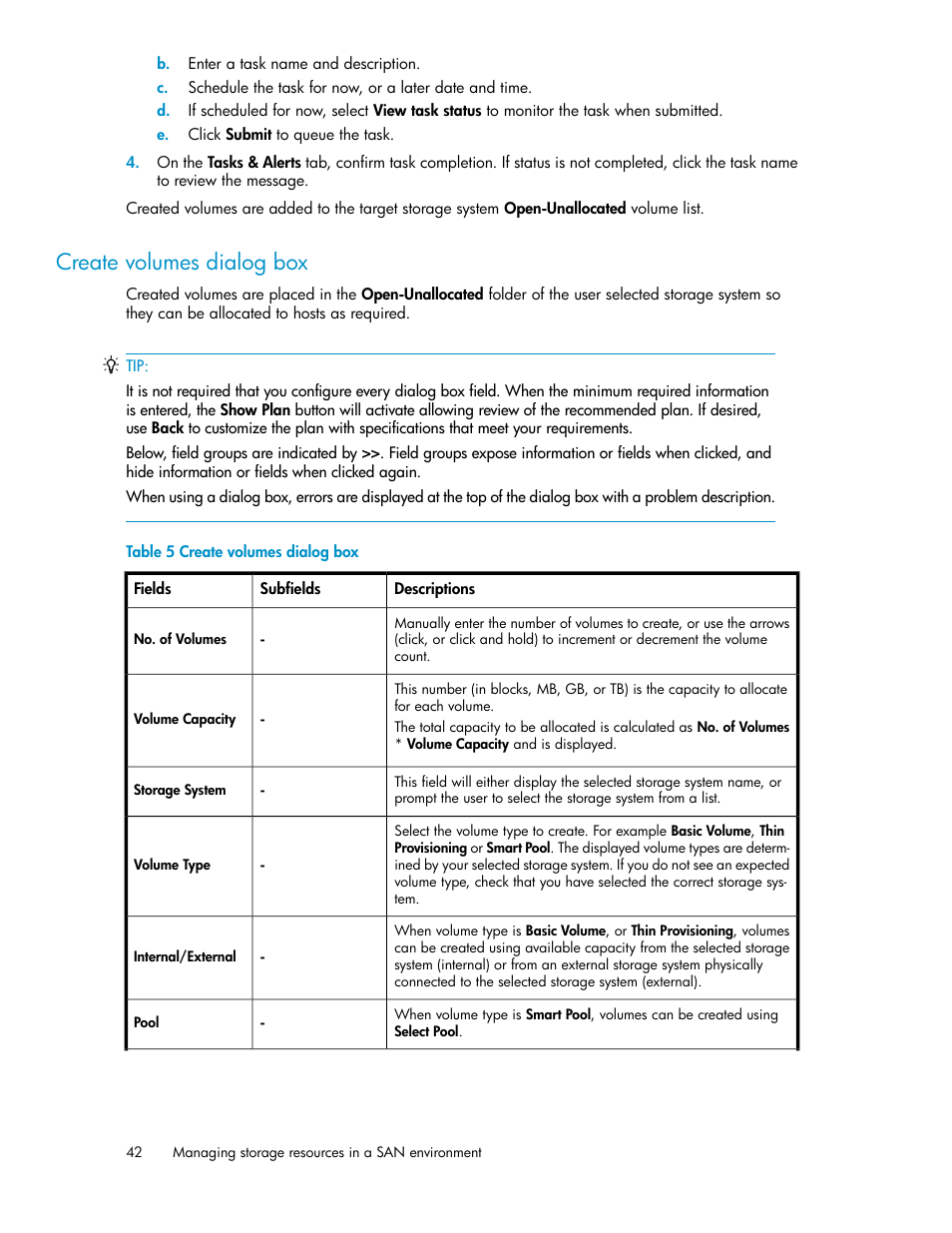 Create volumes dialog box | HP XP Command View Advanced Edition Software User Manual | Page 42 / 182