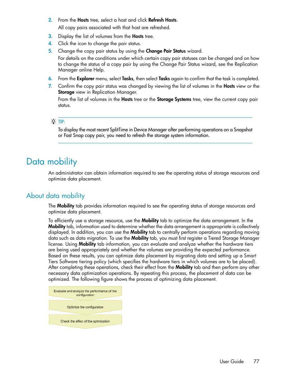 Data mobility, About data mobility | HP XP Command View Advanced Edition Software User Manual | Page 77 / 182