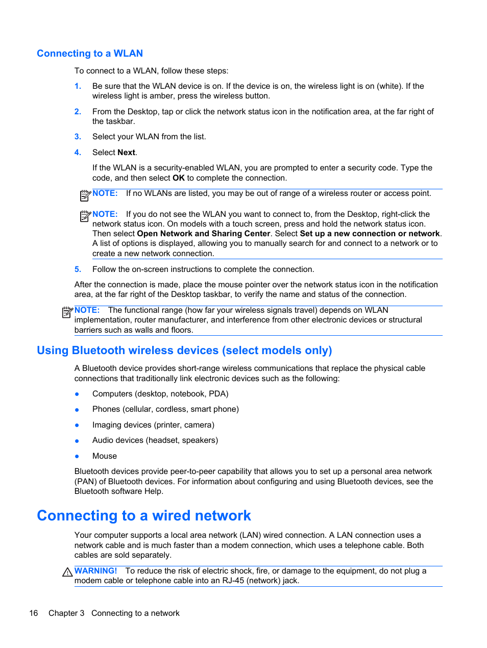 Connecting to a wlan, Connecting to a wired network | HP Pavilion Sleekbook 14-b015dx User Manual | Page 26 / 79